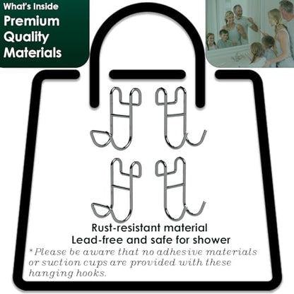 Shower Caddy Hooks, Razor Hanger for Shelf and Loofah (Silver - 2 Closed 2 Open) - color: Silver - 2 Closed 2 Open