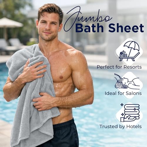 DAN RIVER Pack of 1 Bath Sheet 40x80 Inches, Extra Large Oversized Bath Towels, Thick Absorbent Hotel Bath Towels - Highrise - color: Highrise