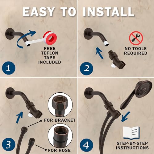 Massage & Mist Hand Shower Kit - 1.8 GPM - Oil-Rubbed Bronze | 6 Function, High Pressure, Adjustable Handheld Showerhead with Hose and Mount, Easy Install for Boosting Low Water Flow - color: Oil Rubbed Bronze, size: 1.8 GPM