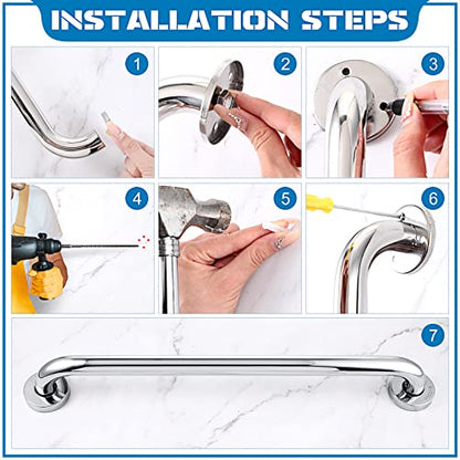 Blulu 2 Set Shower Grab Bar Stainless Steel Bathroom Grab Bar Handle Anti Slip Heavy Duty Bathtub Handle Support Balance Hand Rails for Bathroom Elderly Handicap Senior Pregnant (24 Inch) - size: 24 Inch