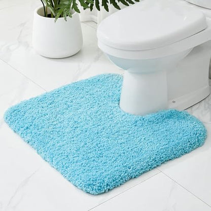 Toilet Rugs U-Shaped Mat 24x22, Contour Bathroom Mat - Ultra Soft & Absorbent Microfiber, Quick-Dry, Machine Washable with High Density Foam Latex Non Slip Backing, Teal - color: Teal, size: 24" X 22"(Toilet Rug)