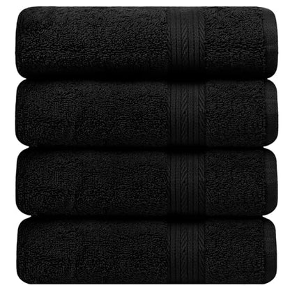 100% Cotton Bath Towels 30x54 Inches, 600 GSM, Soft & Absorbent, Set of 4, Black - color: Black, size: Bath Towel Set of 4
