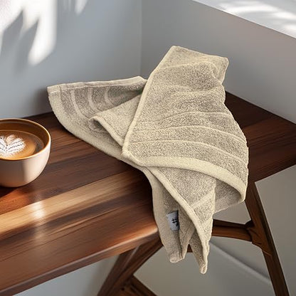 6 Piece Hand Towels Set 16 x 28 Inches, Beige | 100% Cotton, Lighter Weight, Quick to Dry, 16 x 28 Inches, Super Soft & Absorbent, Perfect for Bathroom & Kitchen - color: Beige