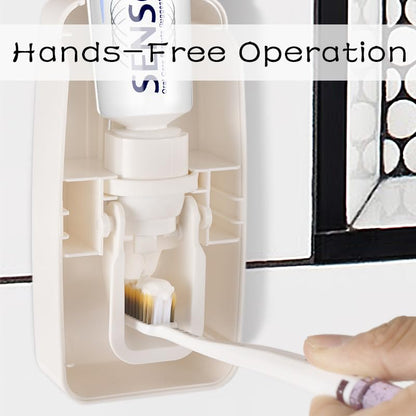 Toothbrush Holder and Toothpaste Dispenser Set | Automatic Toothpaste Squeezer Dispenser, Dispenser Toothpaste Squeezer Kit, Wall Mounted Bathroom Accessories (White) - color: White