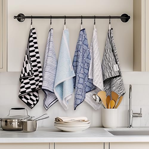 RECYCO Waffle Kitchen Towel Set of 2 - Quick Dry Microfiber Sustainable Dish Towels - Ultra Absorbent Reusable Cleaning Tea Towels - Lightweight Hand Towels,16”x 28”, Indigo Harmony - color: Indigo Harmony