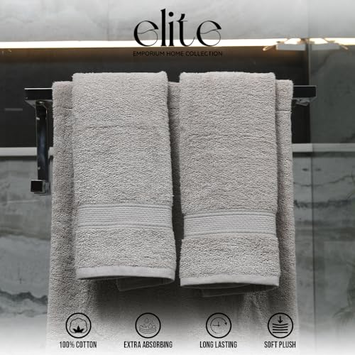 ELITE Emporium Home Collection 8-Piece Cotton Bath Towel Set - Ultra Soft, 550 GSM, Quick-Dry Towels - Bath Sheet, Bath Towels, Hand Towels, Washcloths, Bath Mat - Luxury Bathroom Towel Set (Silver) - color: Silver