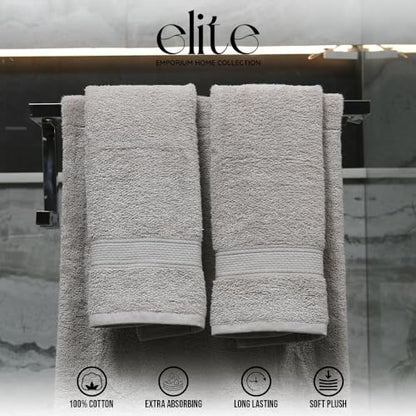 ELITE Emporium Home Collection 8-Piece Cotton Bath Towel Set - Ultra Soft, 550 GSM, Quick-Dry Towels - Bath Sheet, Bath Towels, Hand Towels, Washcloths, Bath Mat - Luxury Bathroom Towel Set (Silver) - color: Silver