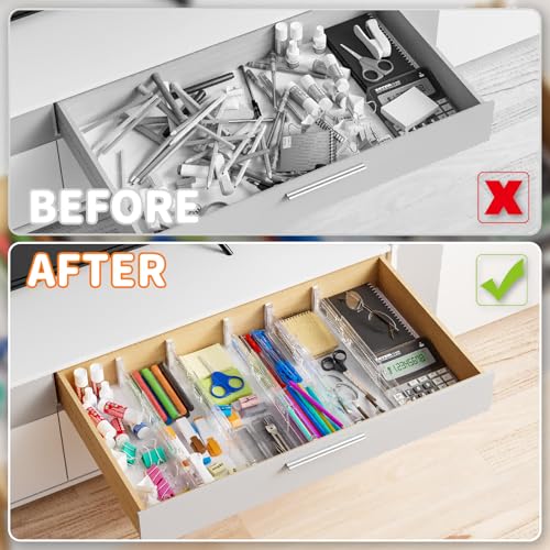 8 Pack Clear Expandable Deep Drawer Separators From 15 to 21'' - 3.2 Inch Tall Acrylic Drawer Dividers for Clothes,Dresser Drawer Dividers for Dresser,Baby Nursery,Clothing,Sock or Underwear
