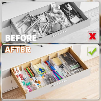 8 Pack Clear Expandable Deep Drawer Separators From 15 to 21'' - 3.2 Inch Tall Acrylic Drawer Dividers for Clothes,Dresser Drawer Dividers for Dresser,Baby Nursery,Clothing,Sock or Underwear