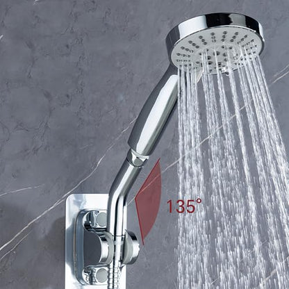 Universal Fit Handheld Shower Head Adapter, 45° Stainless Steel Polished Chrome Elbow Connector - Leak-Proof Shower Accessory