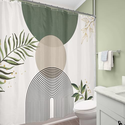 Extra Wide Boho Wrap Around Clawfoot Bathroom Shower Curtain Set | Leaves look; 180"W x 70"L. waterproof HD print, quick-dry fabric and free hooks for easy setup. - color: A-01green, size: 180"W x 70"L (Pack of 1)