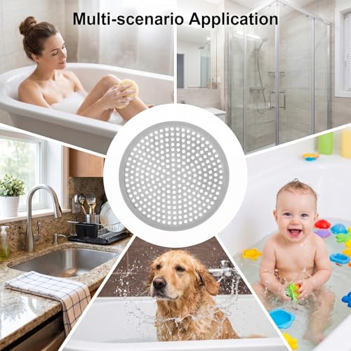 Flat Shower Drain Hair Catcher 4.71" Round Hair Strainer for Shower Drain | Shower Drain Cover Hair Catcher Stainless Steel Universal Filter Hairs Trap Stopper For Drains Showers Room Bathroom