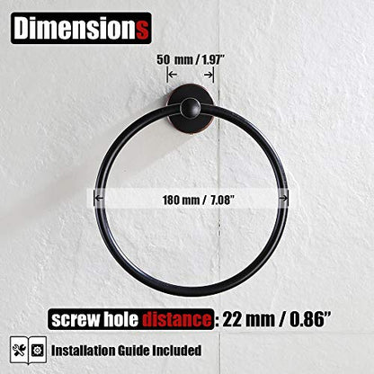 JQK Towel Ring Oil Rubbed Bronze, Stainless Steel Hand Towel Holder for Bathroom, ORB Wall Mount, TR130-ORB - color: Oil Rubbed Bronze