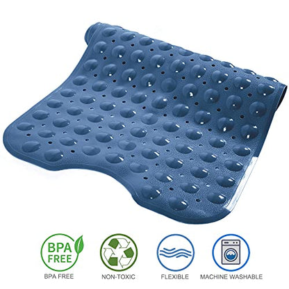 Tree Bud Bathtub Mats for Shower Tub Non-Slip Bath Mat 39 x 16 Inch Extra Long Shower Mat, Bath Tub Mat for Bathroom with Machine Washable, BPA Free for Kids (Navy Blue) - color: Navy Blue