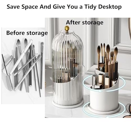 Concealed Toothbrush Holder, Covered Toothbrush Holders for Bathrooms, 360 Rotating Clear Dustproof Waterproof 3 Slots Makeup Brush Holder, Toothbrush Makeup Brush Holders with Cover。 (white1) - color: White1