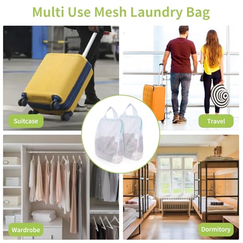 OTraki 2Pcs Small Mesh Laundry Bags 10x12 Inch, Don't Drying, White | Delicates Lingerie Bags Mesh Wash Bags Hanging Laundry Bag Sock Bra Underwear Storage, Melting 140-176℉ - size: 10 x 12 inch