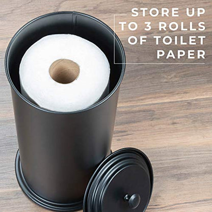 JS Jackson Supplies Free Standing Extra Large Toilet Paper Holder - Matte Black - color: Black