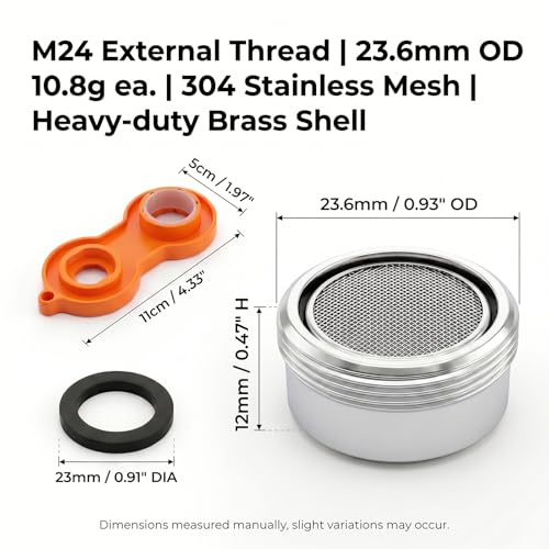 4 PCS Faucet Aerator 24mm Male Thread Brass Shell,1 Sink Bubbler Wrenches | 15/16 Inch Bathroom Sink Aerator Replacement Parts,sink aerators,kitchen sink aerators