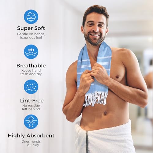 cabanana Hand Towels for Bathroom - 2-Pack,20x30 Inch-100% Cotton,Turkish Bathroom Hand Towels,Super Absorbent & Quick-Dry Soft for Bath, Kitchen, Spa, Face, Hair, Dishcloth (Blue) - color: Blue 20x30