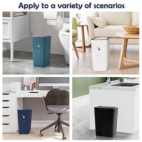 XPIY Trash Can with Lid, 2 Pack 4 Gallons/15 Liters Garbage Can with Press Top, Small Trash Can Dog Proof, Plastic Trash Bin, Waste Basket for Bathroom|Kitchen|Bedroom|Office (2, Blue) - color: Blue