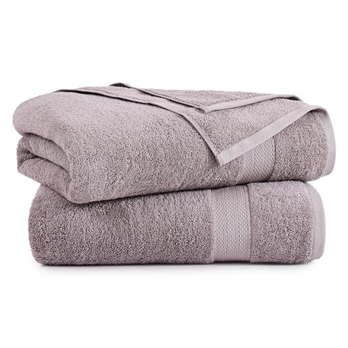 LANE LINEN Bath Sheets Quick Dry 100% Cotton 2 Pack Oversized - Platinum | Hotel Bath Sheets - Oversized & Roomy, Lightweight & Breathable, Fade-Resistant Color, Classic Terry Weave, Densely Woven - color: 05: Platinum, size: 2 Piece Bath Sheets