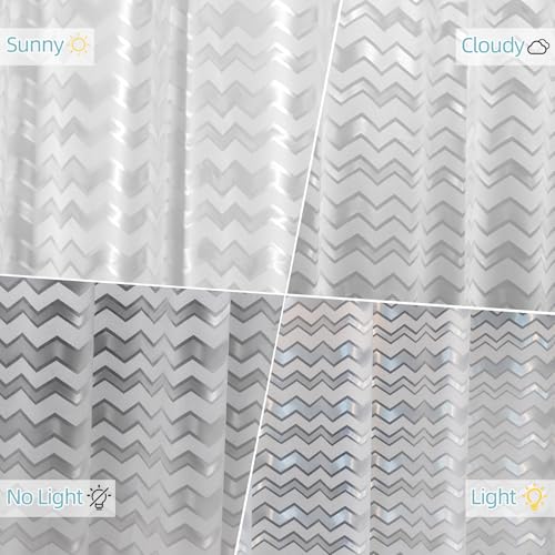 Seenus Waterproof PEVA Shower Curtain Liner Extra Long 72 x 78 inch, Translucent Shower Liner Long with 3 Weighted Magnets, Semi Transparent Plastic Shower Curtain Frosted Striped for Bathroom - color: White Striped, size: 72"W x 78"L (Pack of 1)