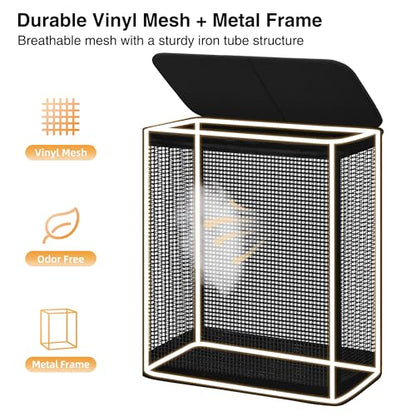 STO STO Double Laundry Hamper with Lid, 140L Large 2 Section Laundry Sorter, Laundry Basket with Removable Washable Canvas Liner Bag, Breathable Clothes Hamper for Bedroom Bathroom Laundry Room Closet - size: 2-Section