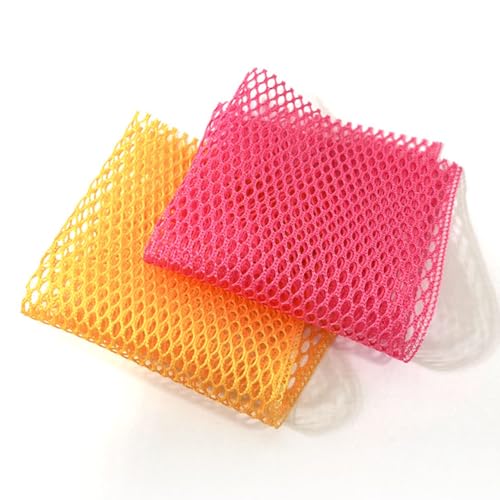 Dish Washing Net Scrubber 20pcs/ Innovative Mesh Cloth, Quick Dry - No More Sponges with Smell / 11.5 by 11.5 inches/Advanced Raw Material-Polypropylene 100% (pink10 yellow10) - color: Pink10 Yellow10