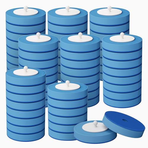 64 Count Disposable Toilet Brush Heads (8 Bags of 8), Toilet Bowl Wand Refills for Bathroom Cleaning, Heavy-Duty Scrubbing Pads, Not for Electric Toilet Brushes - color: Blue-64