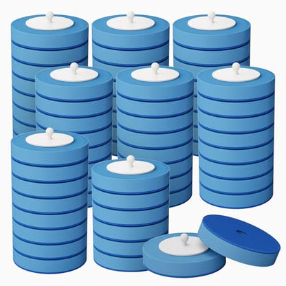 64 Count Disposable Toilet Brush Heads (8 Bags of 8), Toilet Bowl Wand Refills for Bathroom Cleaning, Heavy-Duty Scrubbing Pads, Not for Electric Toilet Brushes - color: Blue-64