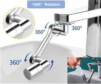 1080° Swivel Robotic Arm Faucet Extender Universal Sink Tap Aerator | 2-Mode Anti-Splash Water Sprayer, 360 Rotate Tap Extension for Kitchen Bathroom, Ideal for Washing Hand Hair Face