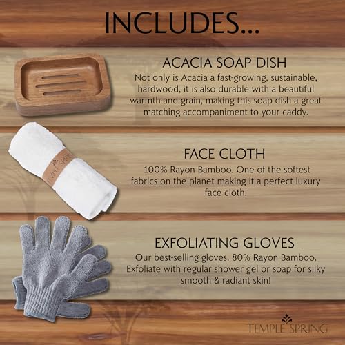 Acacia Wood Bathtub Tray Caddy for Tub — Expandable Bath Tray with Solid Book Stand Wine Holder and Non-Slip Pads — Includes Soap Dish and Spa Accessories — Luxury Hardwood Bath Gift Set - color: Acacia Wood