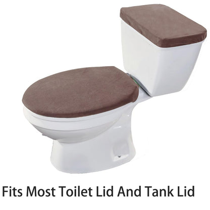 Madeals Toilet Mat and lid Cover Set with Toilet Tank Cover 3 Piece Toilet Set Brown - color: Brown