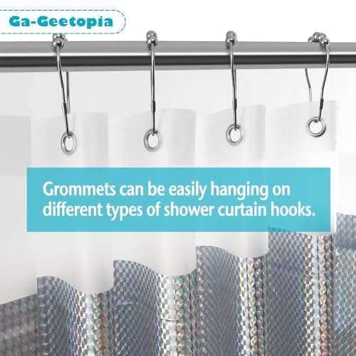 Ga-Geetopia Holographic 3D EVA Shower Curtain Liner Ice Cube, 72x72 Medium Weight Clear Plastic Bathroom Shower Curtain with Rustproof Metal Grommets for Shower Stall, Bathtubs - color: Holo - Cube, size: 72"W x 72"L (Pack of 1)