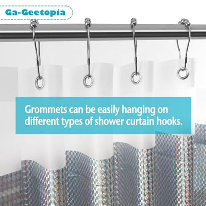 Ga-Geetopia Holographic 3D EVA Shower Curtain Liner Ice Cube, 72x72 Medium Weight Clear Plastic Bathroom Shower Curtain with Rustproof Metal Grommets for Shower Stall, Bathtubs - color: Holo - Cube, size: 72"W x 72"L (Pack of 1)