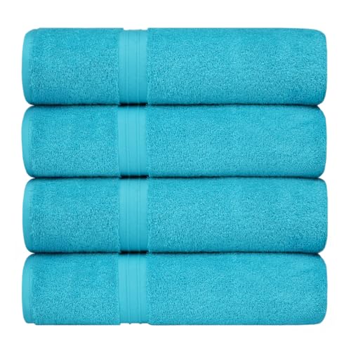 Plush Bath Towels - 100% Cotton & Luxury - Large (28" x 56"), Absorbent - Versatile, Perfect as Hotel Towels, Spa Towel - Turquoise - color: Turqoise