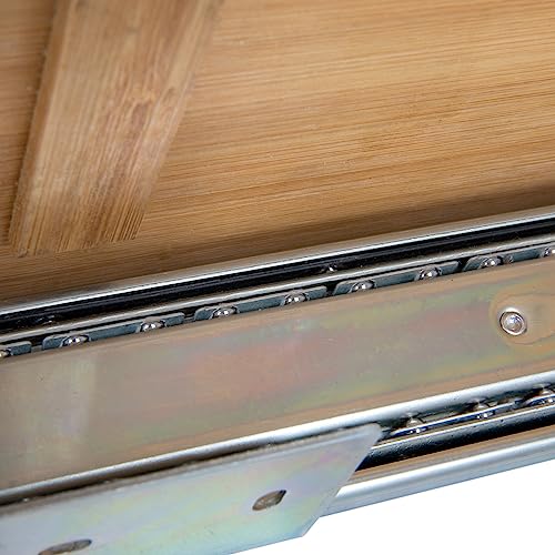 Household Essentials Bamboo and Silver Iron Two-Tier Slide-Out Organizer - size: 11.5", style: Steel Rim Undersink