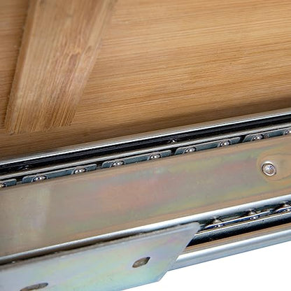 Household Essentials Bamboo and Silver Iron Two-Tier Slide-Out Organizer - size: 11.5", style: Steel Rim Undersink