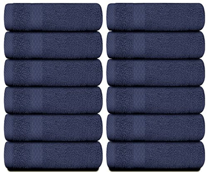 White Classic Luxury Cotton Washcloths 13x13 Inch - 650 GSM Turkish Cotton | Hotel, Spa, Bathroom Face Towel | 12 Pack, Navy Blue - color: 14: Navy Blue