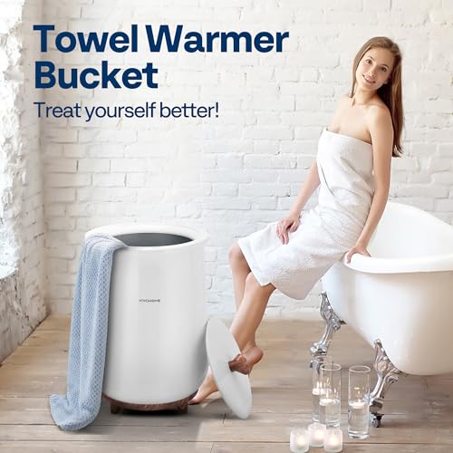 VIVOHOME 20L Towel Warmer for Bathroom, Large Towel Heater Bucket with Keep Warm Feature, 4 Timer and 3 Temperature Settings, Suitable for Oversized Towels, Blankets, Bathrobes