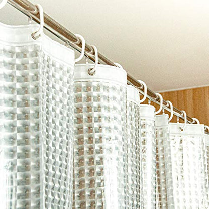 NTBAY EVA Shower Curtain Liner, 72 x 72, 6 Gauge, Clear Water Cube | Water-repellent EVA Liner with 3 Bottom Magnets, 12 Reinforced Grommets, and 12 Plastic Hooks - color: Clear Patterned, size: 72"W x 72"L (Pack of 1)