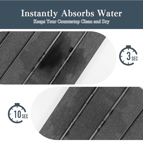 2pcs Stone Dish Drying Mat for Kitchen Counter, Quick-Dry Diatomaceous Earth Water Absorbent Pad & Countertop Drainer, Home Essentials for Bath and Pets - Dark Grey, 24x16’’ & 8x4’’ - color: Dark Gray