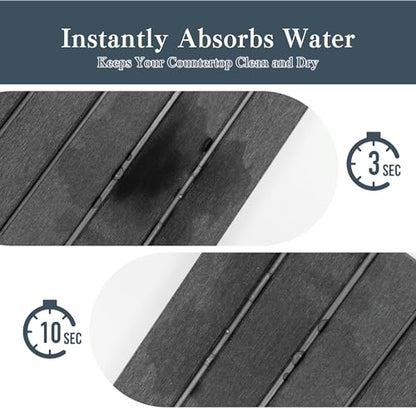 2pcs Stone Dish Drying Mat for Kitchen Counter, Quick-Dry Diatomaceous Earth Water Absorbent Pad & Countertop Drainer, Home Essentials for Bath and Pets - Dark Grey, 24x16’’ & 8x4’’ - color: Dark Gray