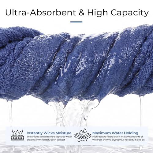 ZVH Hand Towels for Bathroom 6pcs 14X29.5inch,Quick Dry Microfiber,Super Soft,Hand Towels with Hanging Loops for Spa,Kitchen,Hotel (Deep Blue, Set of 6) - color: Deep Blue