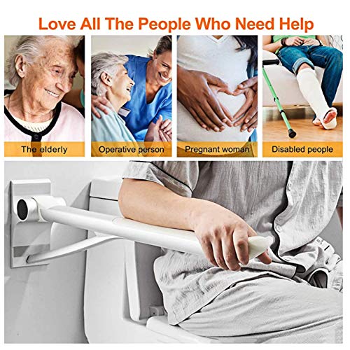 Flip Up Grab Bars for Bathroom, Handicap Rails ?Foldable Toilet Grab Bar Handles Support Bars Safety Handrails for Elderly Disabled Pregnant Shower AssistWithout Calling Bell（With calling bell） - size: With calling bell