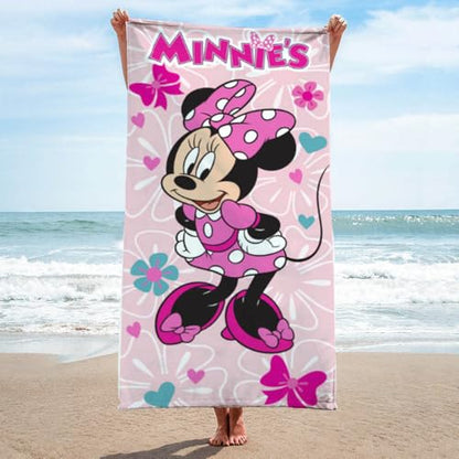 Jay Franco Disney Minnie Mouse Bath Pool Beach Towel - Kids Super Soft & Absorbent 100% Cotton Towel with Flowers and Hearts, Measures 28 x 58 - color: Pink - Minnie Mouse 01