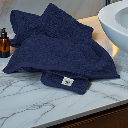 6 Piece Hand Towels Set 16 x 28 Inches, Navy | 100% Cotton, Lighter Weight, Quick to Dry, 16 x 28 Inches, Super Soft & Absorbent, Perfect for Bathroom & Kitchen - color: Navy