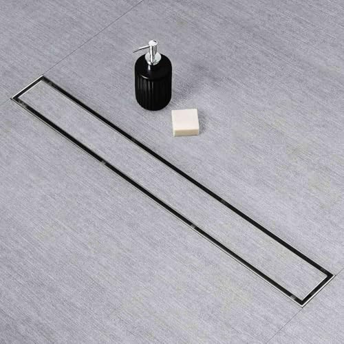 SaniteModar 72 inch Linear Shower Drain Brushed with Tile Insert Grate | AISI 304 Stainless Steel Brushed Shower Floor Drain Rectangle Linear Drain with Hair Fliter and Adjustable Feet - color: Stainless Steel, size: 72 inch