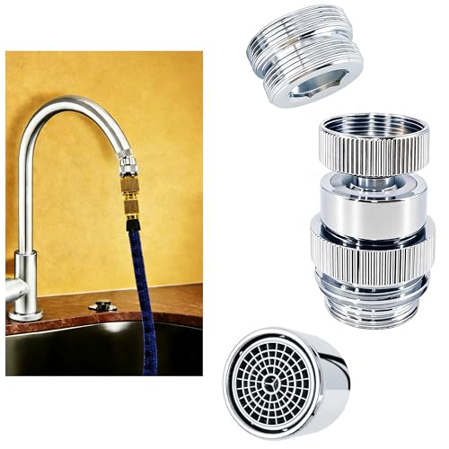 3/4 Inch GHT thread Garden Hose Adapter with Aerator, 360 Degree Swivel Faucet to Garden Hose Adapter,Sink Garden Hose Attachment Connection for Bathroom Kitchen