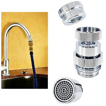 3/4 Inch GHT thread Garden Hose Adapter with Aerator, 360 Degree Swivel Faucet to Garden Hose Adapter,Sink Garden Hose Attachment Connection for Bathroom Kitchen